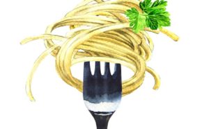 フォークにからむプラツェモロパスタ７６０